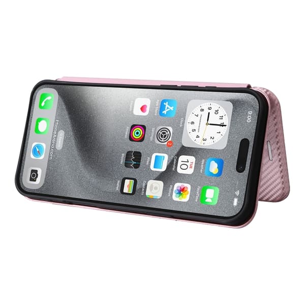 iPhone 16 Pro Skal Kolfibertextur - Elegant Fodral för Skydd och Stil Rosa