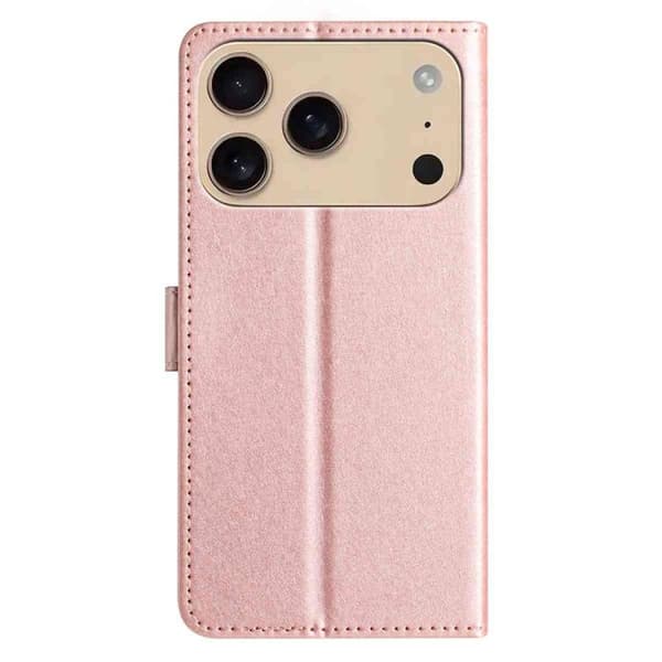 iPhone 18 Pro Max / iPhone 17 Pro Max Skal läderfodral med silkeslen textur och horisontell flip Roséguld