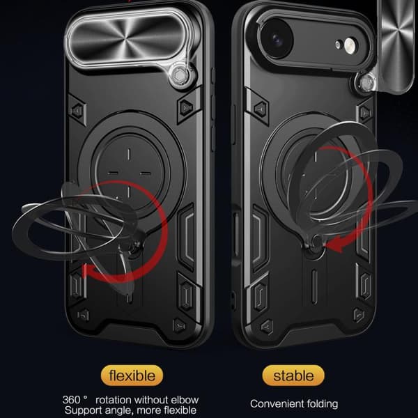 iPhone 17 Air Skal med CD-textur och magnetisk Camshield Blå
