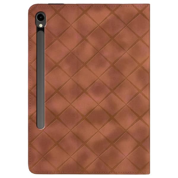 Samsung Galaxy Tab S10/S9 FE Rhombus Prägad Läderfodral Brun