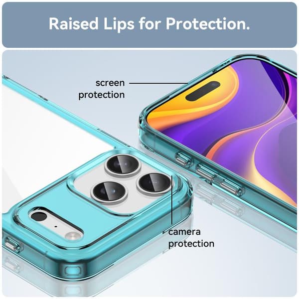 iPhone 18 Pro Max / iPhone 17 Pro Max Skal - Färgglad Serie av Akryl + TPU Transparent blå