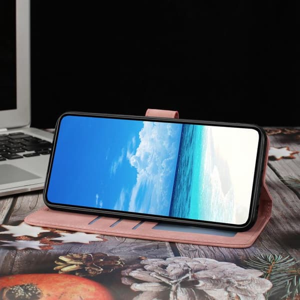 iPhone 18 Pro Max / iPhone 17 Pro Max Skal läderfodral med månbelyst fjärilsdansmönster Rosa