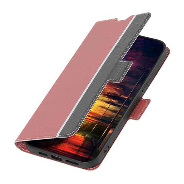 Redmi A5 4G - Läderfodral med Twill-textur och sidoknappar Rosa