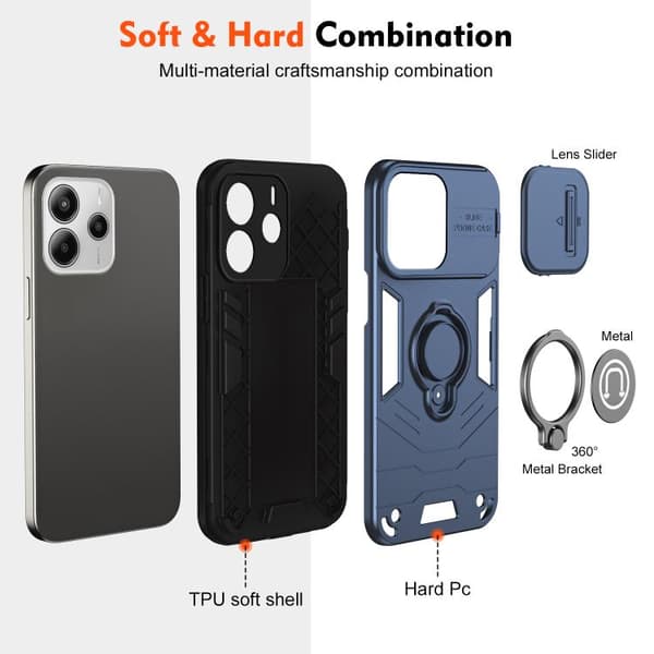 Redmi Note 14 4G - Camshield Ring Holder fodral Kunglig blå