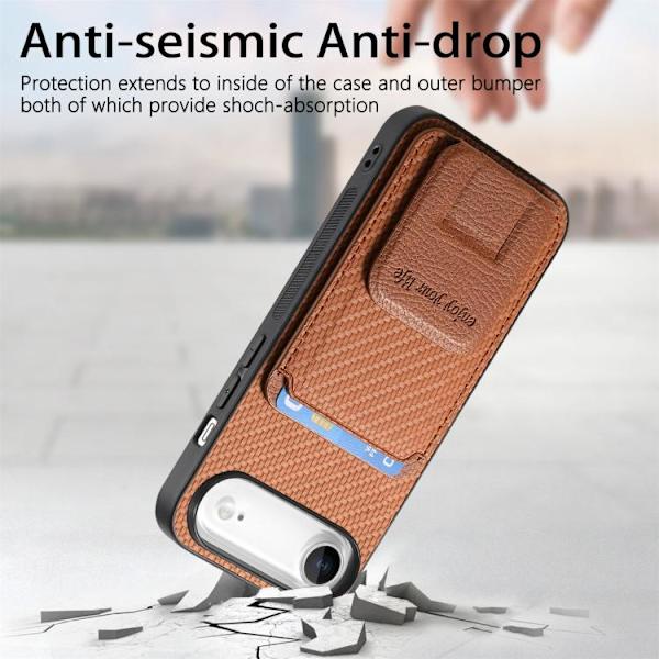iPhone 17 Air Skal - Kolfiber med Fällbart Ställ Brun