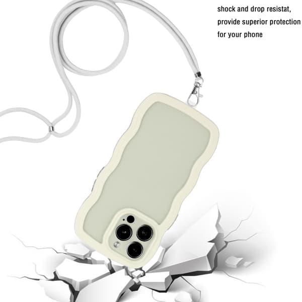 iPhone 16 Pro Skal Candyfärg med Lanyard - TPU och Klar PC Vit