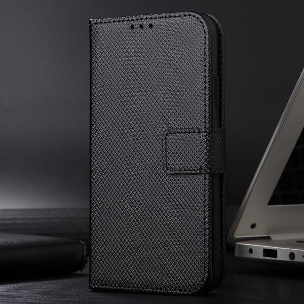 Redmi Note 14 4G - EU Version Diamanttextur Läderfodral Svart