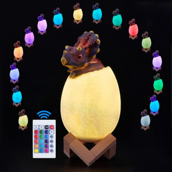 Triceratops forma kreativ touch 3D dekorativ nattlampa, 16-färgs klapp fjärrkontroll version