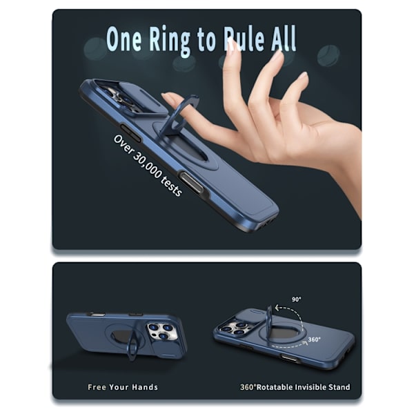 iPhone 16 Pro Max Camshield MagSafe Ring Holder Armor Skal Blå