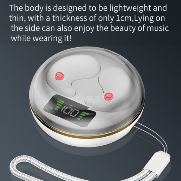 Digital Display Invisible Mini Leisure Stereo Binaural Bluetooth Earphones Med Laddningsfack Rosa