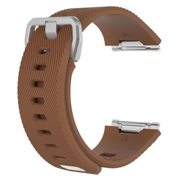 För Fitbit Ionic Twill Texture Silicone Watch Band med spänne Coffee S
