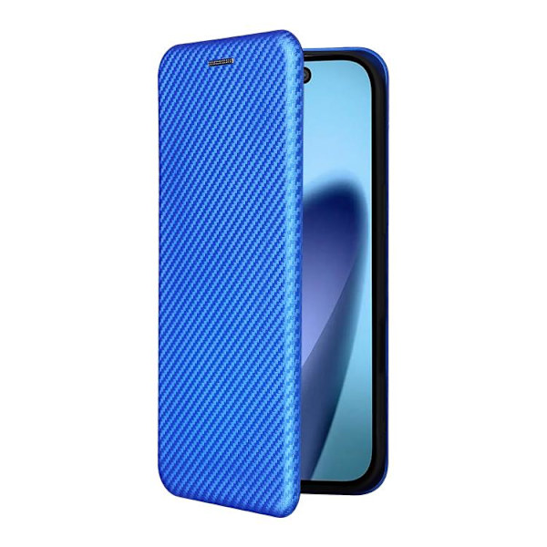 iPhone 17 Air Skal läderfodral - kolfibertextur Blå