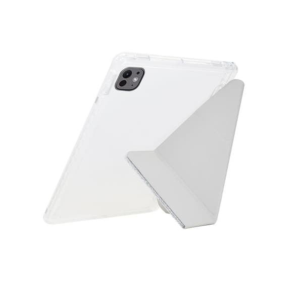 iPad Pro 13 2024 - Y-Fold Klar Akryl Glitter Smart Läderfodral Silver