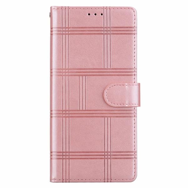 iPhone 18 Pro Max / iPhone 17 Pro Max Skal läderfodral - präglat rutmönster Rosa