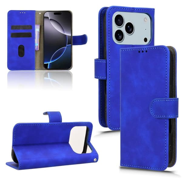 iPhone 18 Pro Max / iPhone 17 Pro Max Skal läderfodral med magnetisk flip Blå