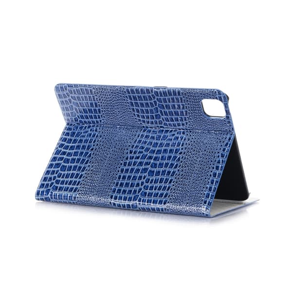 iPad Pro 11 2024 Crocodile Textur Fodral i Läder - Elegant Skal för Tablet Blå