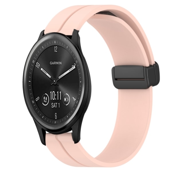 För Garmin Vivomove Sport 20 mm Solid Color Magnetic Clasp Silikon Watch Band Pink