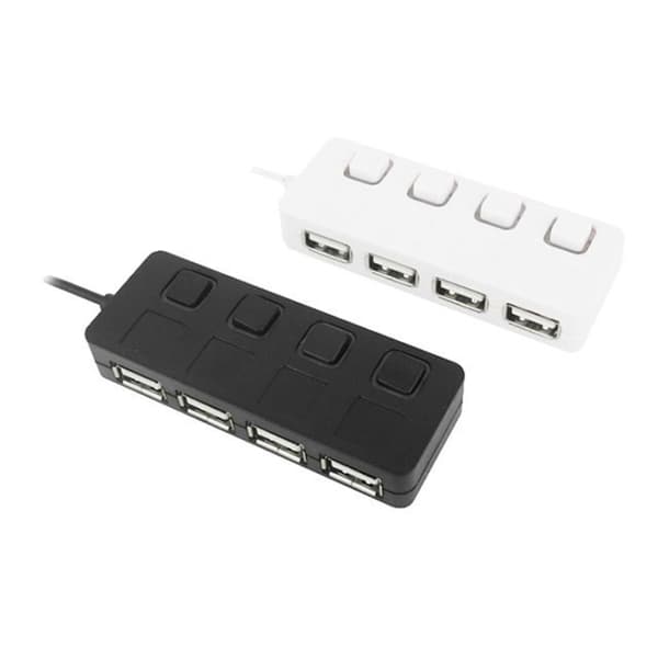 4-Port USB 2.0 Hub med 4 Strömbrytare (Vit)