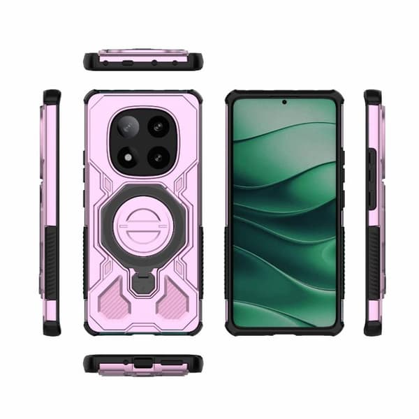 Redmi Note 14 Pro 5G J-20 - Solid Färg MagSafe Magnetisk TPU+PC Mobilskal Rosa