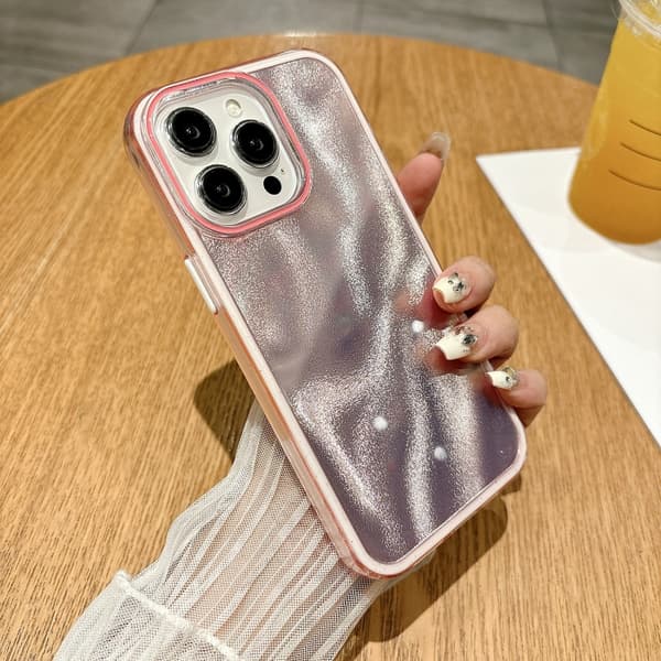 iPhone 16 Pro Quicksand Textur Glitter TPU Hybrid PC Skal Rosa