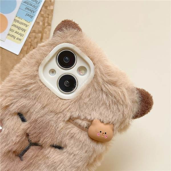 iPhone 16 Pro Max 3D Capybara Plush Skal - Full Coverage Skydd för Din Telefon