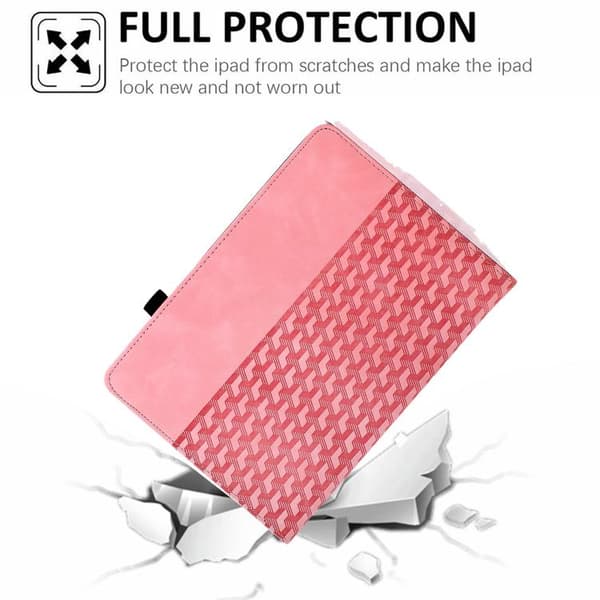 iPad mini 2024 / mini 6 Skal med Rotatable Byggblock Prägling - Smart Läderfodral Rosa