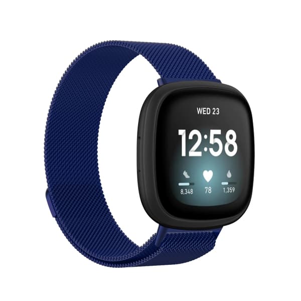 För Fitbit Versa 3 Milanese Watch Band Blue L 230mm