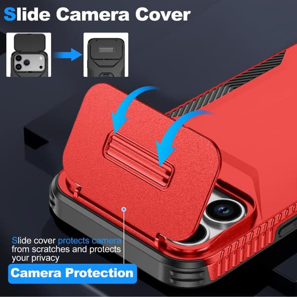 iPhone 18 Pro Max / iPhone 17 Pro Max Skal med Sliding Camshield Röd