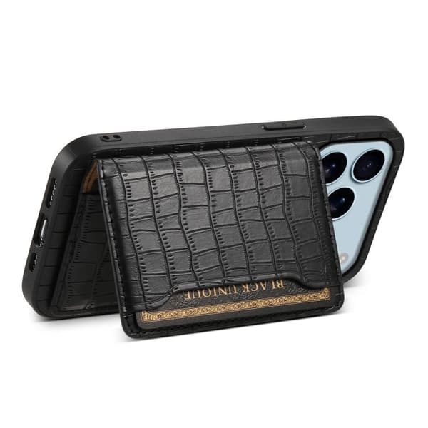 iPhone 18 Pro Max / iPhone 17 Pro Max Skal med Krokodiltextur och Fullt Skyddande Design Svart