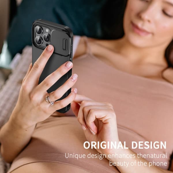 iPhone 16 Pro Skal med Sliding Camshield TPU + PC - Skyddande Mobilskal Röd