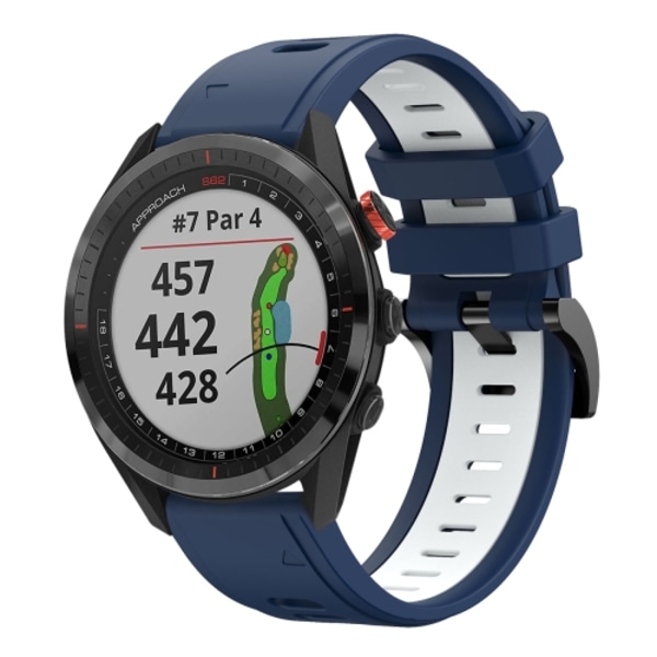 För Garmin Approach S62 22mm tvåfärgad watch Midnight Blue - White