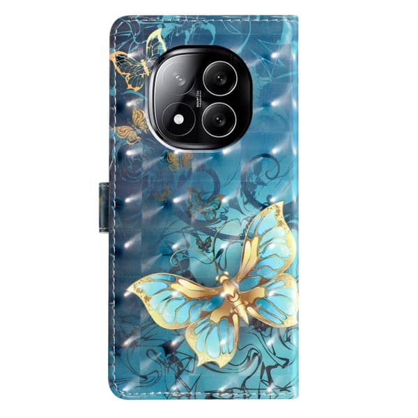 Redmi Note 14 Pro 5G - 3D Mönster Läder fodral 3D-fjäril