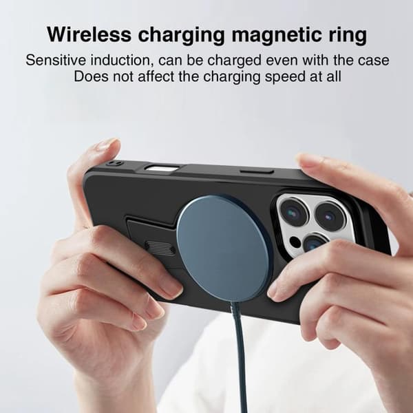iPhone 16 Pro Max Y-formad MagSafe Robust Stötsäker Skal Svart
