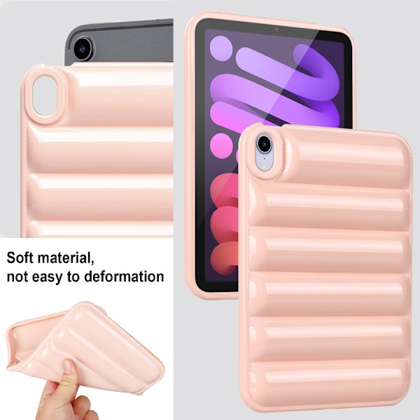 iPad mini 2024 / mini 6 Skal med Eiderdown Kudde - Stötsäker Tablet Case Rosa