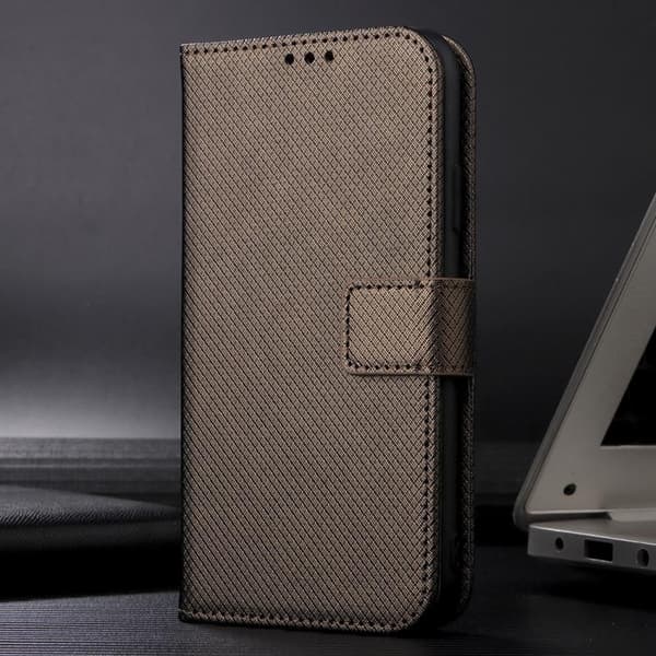Redmi K80 / K80 Pro - Diamanttexturerat Läderfodral Brun