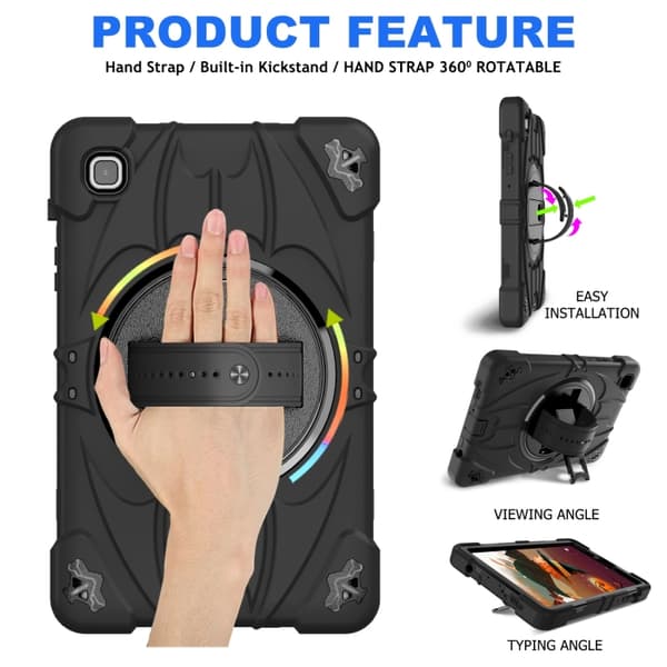 Samsung Galaxy Tab A7 Lite Bat Hand Grip Turntable Ställ Svart