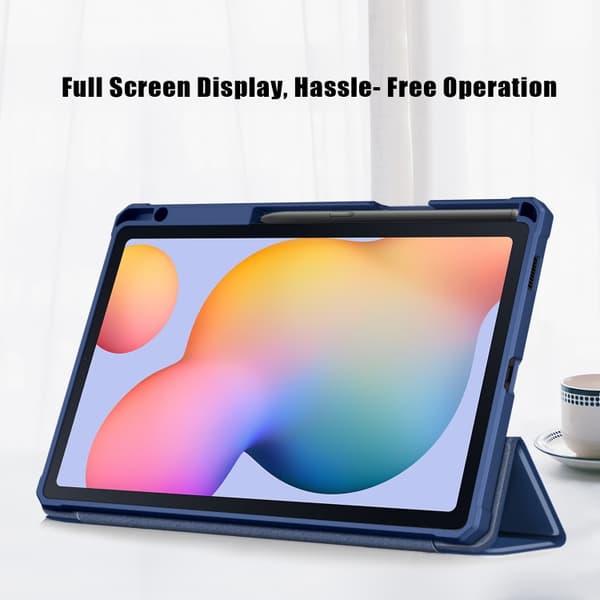 Samsung Galaxy Tab S6 Lite 3-Fold Smart Läderfodral Mörkblå