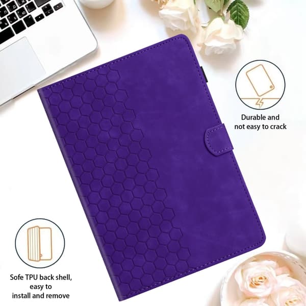 Samsung Galaxy Tab S6 Lite P610 Prägad Läderfodral Lila