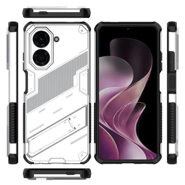 Redmi A5 4G / Poco C71 Punk Armor 2-i-1 PC + TPU Mobilskal med Ställ Vit