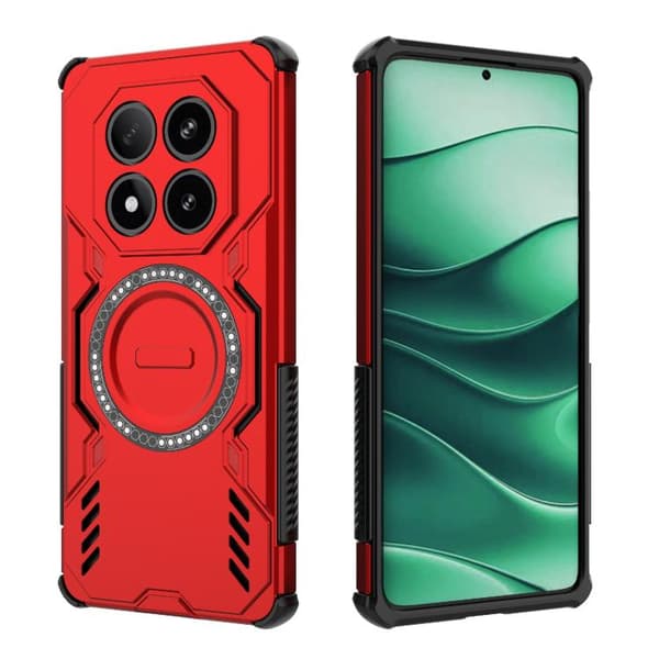 Redmi Note 14 Pro 5G - Butterfly Armor MagSafe Magnetisk Ring Stötsäker Mobilskal Röd