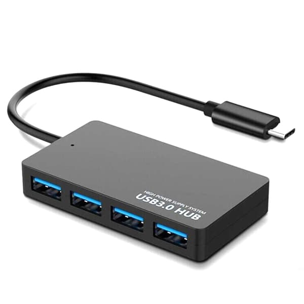KYTC47 4-Port USB Adapter Kabel - Hög Hastighet USB Dockningsstation Multi-Interface Hub Konverter, Svart Typ-C