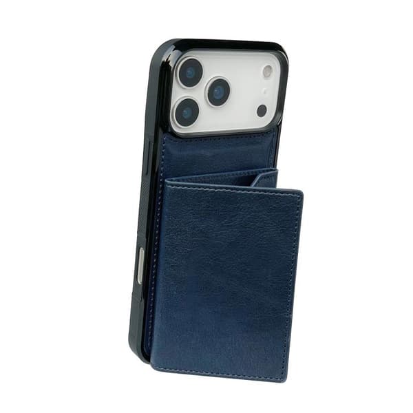 iPhone 18 Pro / iPhone 17 Pro Skal med Solid Färg och Metallspänne för Kortfack Blå