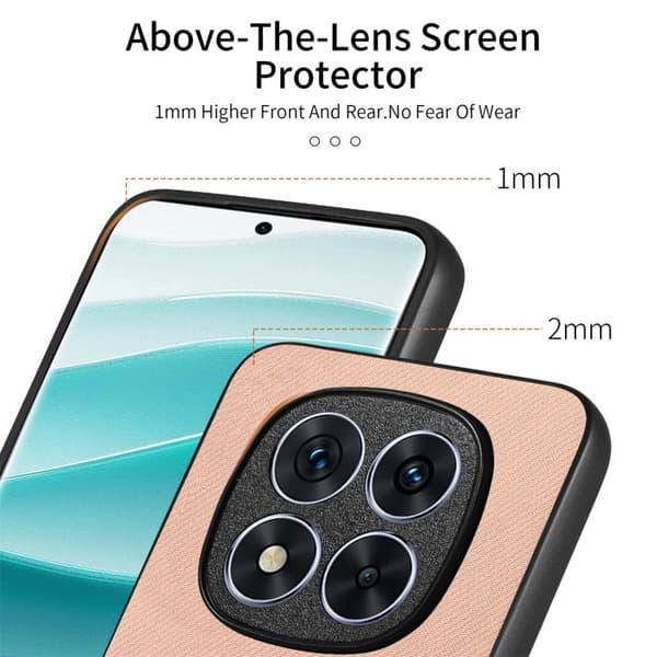 Redmi Note 14 Pro 5G - Twill Tyg Läder Skal Rosa