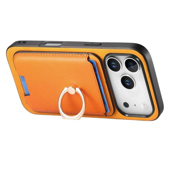 iPhone 18 Pro Max / iPhone 17 Pro Max Retro Cross Läder Kortväska MagSafe Skal Gul
