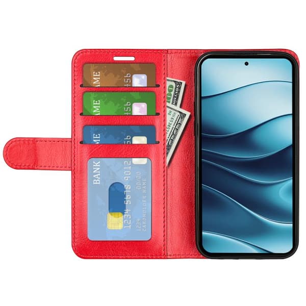 Redmi Note 14 4G - R64 Textur Horisontell Flip Läderfodral Röd