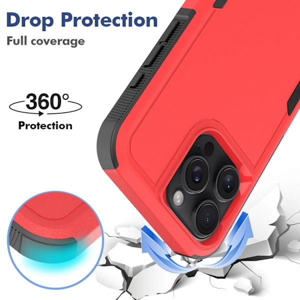 iPhone 16 Pro Max 2 1 PC + TPU Skal Röd