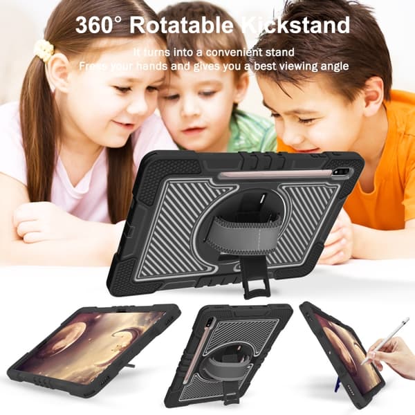 Samsung Galaxy Tab A7 Lite 360° Rotationsfodral i Silikon och PC Svart
