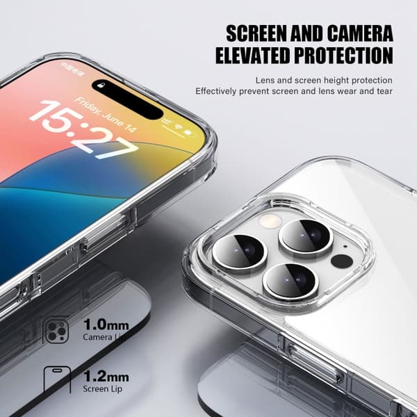 iPhone 16 Pro Skal - PC Hybrid TPU Full Coverage Stötsäker Telefonfodral Transparent svart