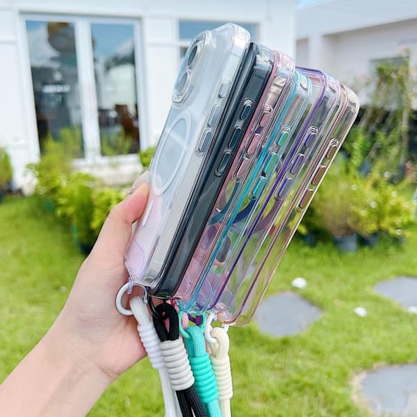iPhone 17 Skal med MagSafe och Handledsrem Purpur