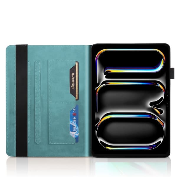iPad Pro 13 2024 Skal - Tree Life Series Prägad Smart Läderfodral Blå sjön
